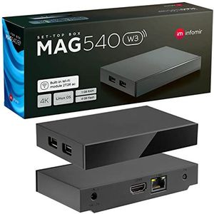 MAG 540w3 Original Infomir & Hb-Digital 4K Set Top Box Internet-mediaspeler IP TV Ontvanger UHD 60FPS 2160p @60FPS HDMI 2.1 4K en HEVC ondersteunt USB 3.0 ARM Cortex-A35 + HDMI-kabel