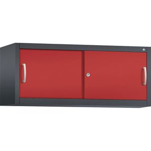 C+P ACCURADO opzetkast met schuifdeuren, h x b x d = 500 x 1200 x 400 mm, zwartgrijs/vuurrood