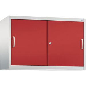 C+P ACCURADO opzetkast met schuifdeuren, 1 legbord, h x b x d = 790 x 1200 x 400 mm, lichtgrijs/vuurrood