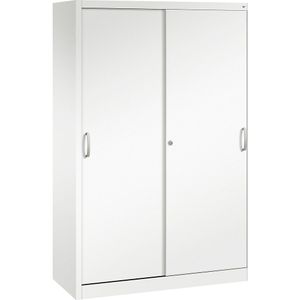 C+P ACURADO schuifdeurkast, 4 legborden, h x b x d = 1950 x 1200 x 500 mm, verkeerswit