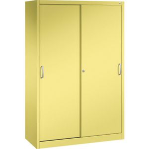 C+P ACURADO schuifdeurkast, 3 legborden, 2 lockers, h x b x d = 1950 x 1200 x 500 mm, zwavelgeel