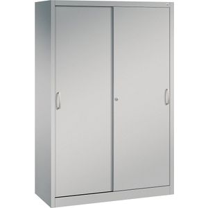 C+P ACURADO schuifdeurkast, 3 legborden, 2 lockers, h x b x d = 1950 x 1200 x 500 mm, blank aluminiumkleurig