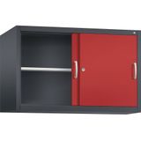 C+P ACCURADO opzetkast met schuifdeuren, 1 legbord, h x b x d = 790 x 1200 x 500 mm, zwartgrijs/vuurrood