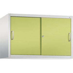 C+P ACCURADO opzetkast met schuifdeuren, 1 legbord, h x b x d = 790 x 1200 x 500 mm, lichtgrijs/felgroen