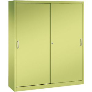 C+P ACURADO schuifdeurkast, 6 legborden, 2 lockers, h x b x d = 1950 x 1600 x 400 mm, felgroen