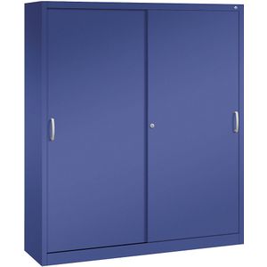 C+P ACURADO schuifdeurkast, 6 legborden, 2 lockers, h x b x d = 1950 x 1600 x 400 mm, lapisblauw