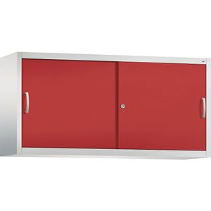 C+P ACCURADO opzetkast met schuifdeuren, 2 legborden, h x b x d = 790 x 1600 x 400 mm, lichtgrijs/vuurrood