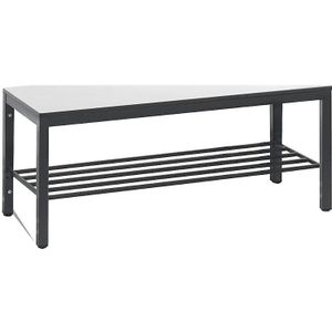 Kleedbank Basic Plus, voor vochtige ruimtes, zonder rugleuning, 4-poots frame zwartgrijs RAL 7021, met schoenenrek, B 1000 mm, decor wit