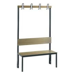 C+P Garderobebank COMFORT, eenzijdig, HPL, leuning en haakrail, lengte 1000 mm, eikenhoutdecor