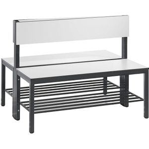 C+P Garderobebank COMFORT, dubbelzijdig, HPL, leuning, lengte 1000 mm, wit, schoenrooster
