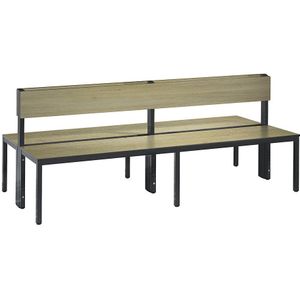 C+P Garderobebank COMFORT, dubbelzijdig, HPL, leuning, lengte 1960 mm, eikenhoutdecor