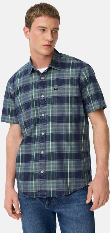 Camel Active - Overhemd - Korte Mouwen - Blauw - 100% Katoen