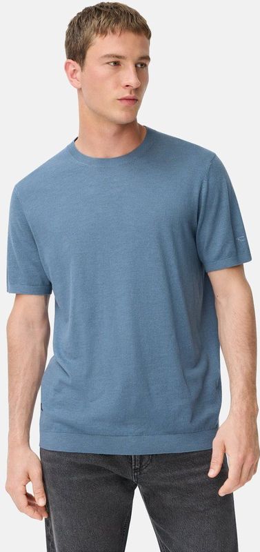 camel active - Gebreid Shirt - Steenblauw - 100% Katoen