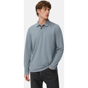 Poloshirt - Blauw - Katoen/Polyester/Elastaan - Lange Mouwen