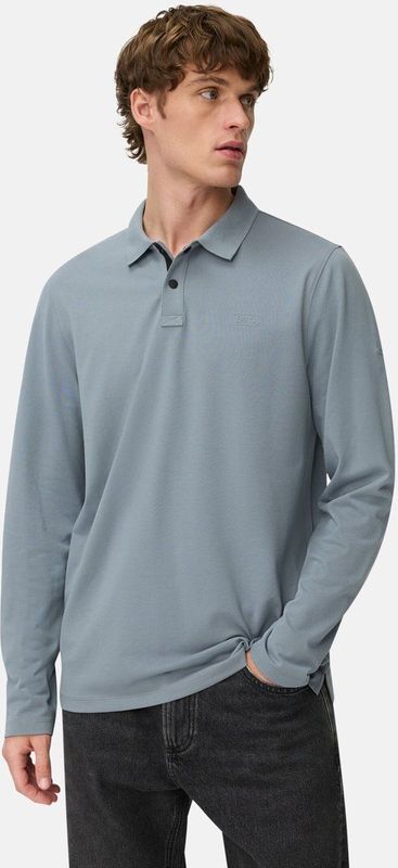 Poloshirt - Blauw - Katoen/Polyester/Elastaan - Lange Mouwen