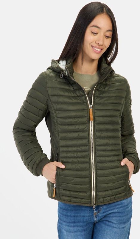 camel active Lichtgewicht gewatteerde jas gemaakt van gerecycled polyamide - Maat womenswear-34 - Donker Groen
