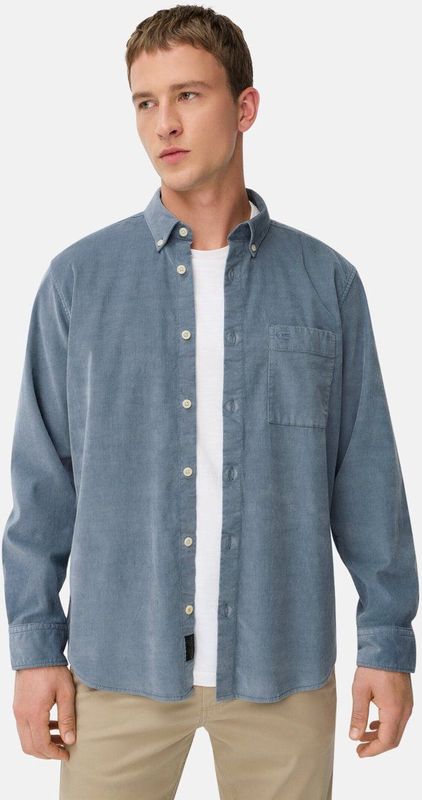 camel active - fleXXXactive® - Overhemd - Steenblauw - Lange Mouwen - Button-Downkraag