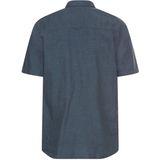 camel active - Korte Mouwen Overhemd - Inktblauw - Linnen-Katoenmix