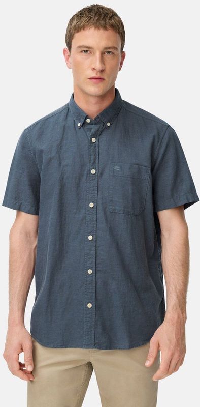 Camel Active - Shirtsleeve Shirt - Lichtgrijs - Linnen/Katoen - Korte Mouwen