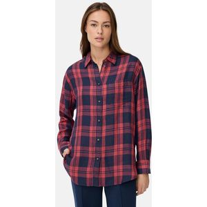 camel active - Blouse - Blauw Rood - Gemaakt van Lyocell en Linnenmix