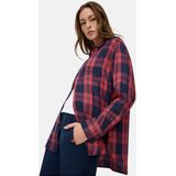 camel active - Blouse - Blauw Rood - Gemaakt van Lyocell en Linnenmix