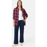 camel active - Blouse - Blauw Rood - Gemaakt van Lyocell en Linnenmix