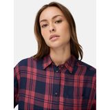 camel active - Blouse - Blauw Rood - Gemaakt van Lyocell en Linnenmix