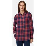 camel active - Blouse - Blauw Rood - Gemaakt van Lyocell en Linnenmix