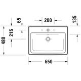 Duravit D-Neo wastafel 65x48x16.5cm 1 kraangat rechthoek Keramiek Wit 2367650000