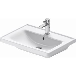 Wastafel Duravit D-Neo Met Rand Overloop Kraanvlak 1 Kraangat 65 cm Hoogglans Wit Duravit