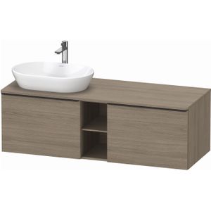 Duravit D-Neo wastafelonderkast 140x45.9x55cm 2 lades Eiken (terra) Mat de4950l3535