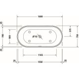 Vrijstaand ligbad duravit d-neo 160x75x60 cm met overloop mat wit