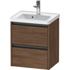 Duravit Ketho 2 wastafelonderbouwkast met 2 laden 48.4x37.5x54.9cm met grepen antraciet donker noten mat