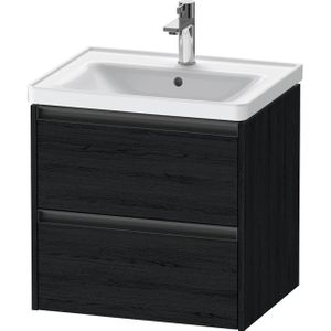 Duravit Ketho 2 Wastafelonderkast - 2 laden - 58.4x45.5x54.9cm - grepen antraciet - eiken zwart mat K25281016160000