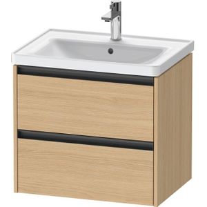 Duravit Ketho 2 wastafelonderbouwkast met 2 laden 63.4x45.5x54.9cm met grepen antraciet natuur eiken mat K25282030300000