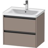 Duravit Ketho 2 wastafelonderbouwkast met 2 laden 63.4x45.5x54.9cm met grepen antraciet basalt mat