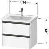 Duravit Ketho 2 wastafelonderbouwkast met 2 laden 63.4x45.5x54.9cm met grepen antraciet hoogglans wit