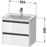 Duravit Ketho 2 wastafelonderbouwkast met 2 laden 63.4x45.5x54.9cm met grepen antraciet hoogglans wit