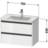 Duravit Ketho 2 wastafelonderbouwkast met 2 laden 78.4x45.5x54.9cm met grepen antraciet betongrijs mat