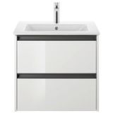 Duravit Ketho 2 wastafelonderbouwkast met 2 laden 61x48x55cm met grepen antraciet hoogglans wit K25262022220000