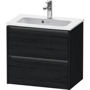 Duravit Ketho 2 wastafelonderbouwkast met 2 laden 61x39x54.9cm met grepen antraciet eiken zwart mat K25255016160000