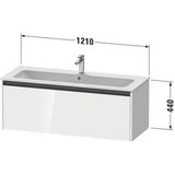 Duravit Ketho 2 wastafelonderbouwkast met 1 lade voor enkele wastafel 121x48x44cm met greep antraciet hoogglans wit