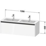 Duravit Ketho 2 wastafelonderbouwkast met 1 lade voor dubbele wastafel 128x48x44cm met greep antraciet taupe supermat