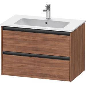 Duravit Ketho 2 wastafelonderbouwkast met 2 laden 81x48x55cm met grepen antraciet noten mat K25263079790000