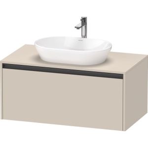 Duravit Ketho 2 wastafelonderbouwkast incl. consoleplaat met 1 lade 100x55x45.9cm met handgreep antraciet taupe supermat K24886083830000