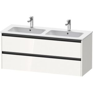 Duravit Ketho 2 wastafelonderbouwkast met 2 laden voor dubbele wastafel 128x48x55cm met grepen antraciet hoogglans wit