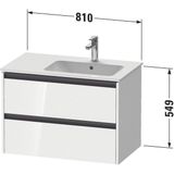 Duravit Ketho 2 wastafelonderbouwkast met 2 laden voor waskom rechts 81x48x54.9cm met grepen antraciet eiken terra mat