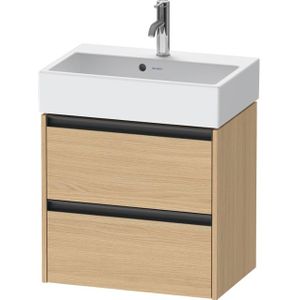 Duravit Ketho 2 Wastafelonderkast - 2 laden - 58.4x39x54.9cm - grepen antraciet - natuur eiken mat K25273030300000