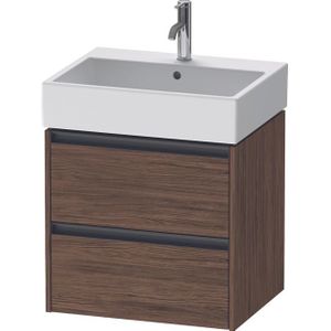 Duravit Ketho 2 wastafelonderbouwkast - 2 laden - 58.4x46x54.9cm - grepen antraciet - donker noten mat K25275021210000