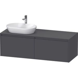 Duravit Ketho 2 wastafelonderbouwkast incl. consoleplaat met 2 laden voor waskom links 140x55x45.9cm met handgrepen antraciet grafiet mat K24888L49490000